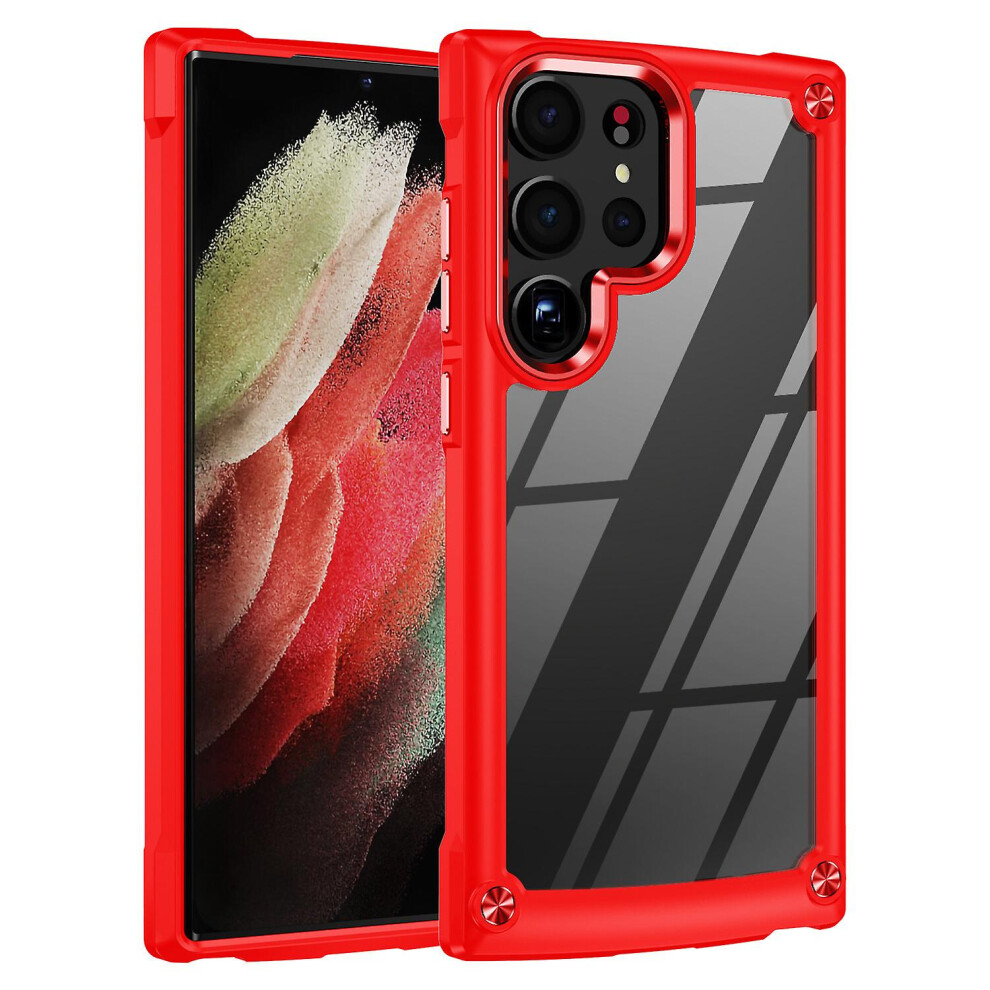 Simple Phone Case Compatible Samsung Galaxy S23 Ultra 5G With Wireless Charging: Red 4951152355516