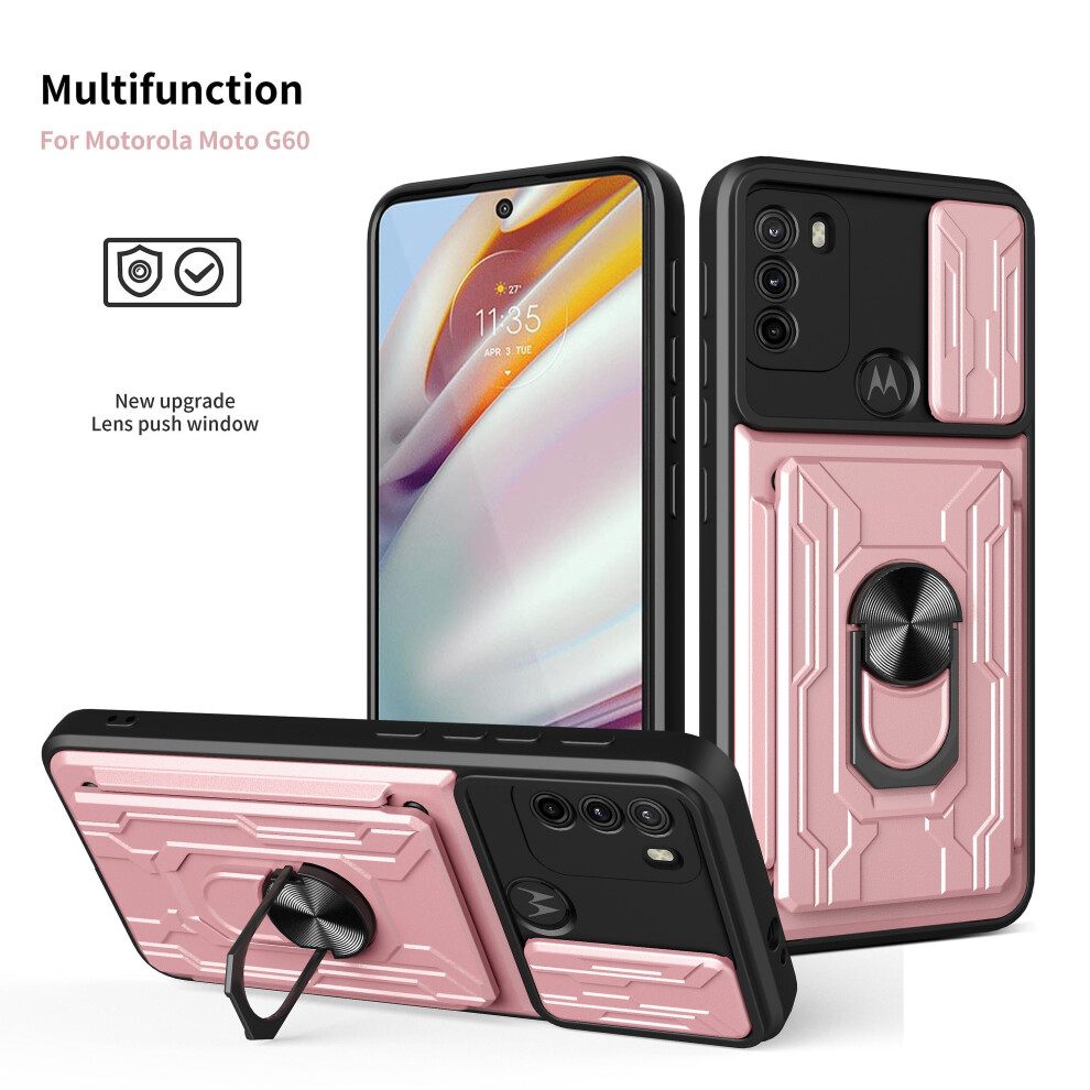 Magnetic Phone Case Compatible Moto Edge G60 Slide Camera Lens Protection And Built In 360 Rotatable Ring Holder:rose Gold 3466729343717