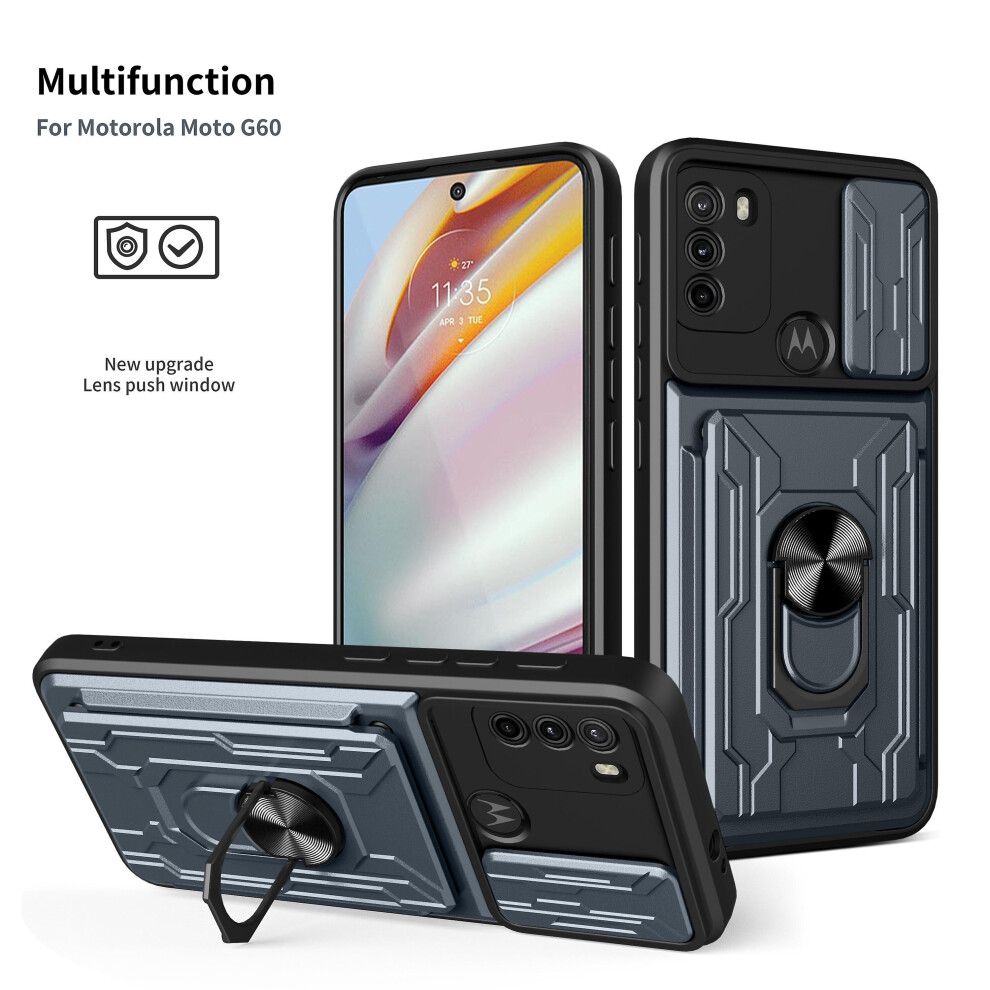 Magnetic Phone Case Compatible Moto Edge G60 Slide Camera Lens Protection And Built In 360 Rotatable Ring Holder: Gray 7672178238788