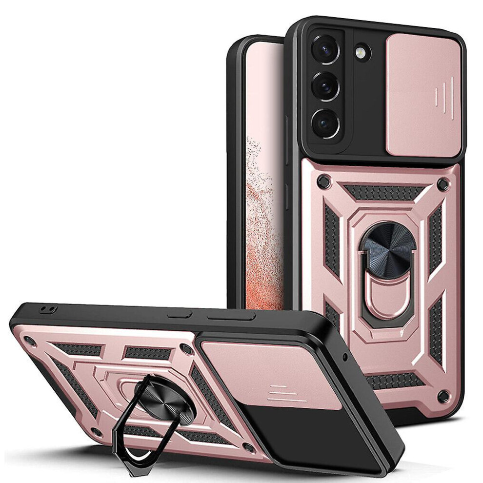 Magnetic Phone Case Compatible Samsung S23 Plus, Slide Camera Lens Protection And Built In 360 Rotatable Ring Holder:rose Gold 8036651212266