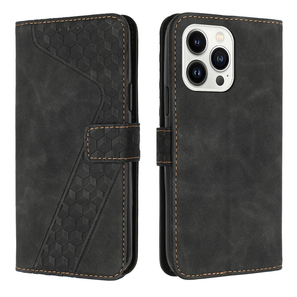 Iphone13 Pro Case, Pu Leather Flip Cover Magnetic Clasp Design Wallet Card Slots Stand Case: Black 8237791256572