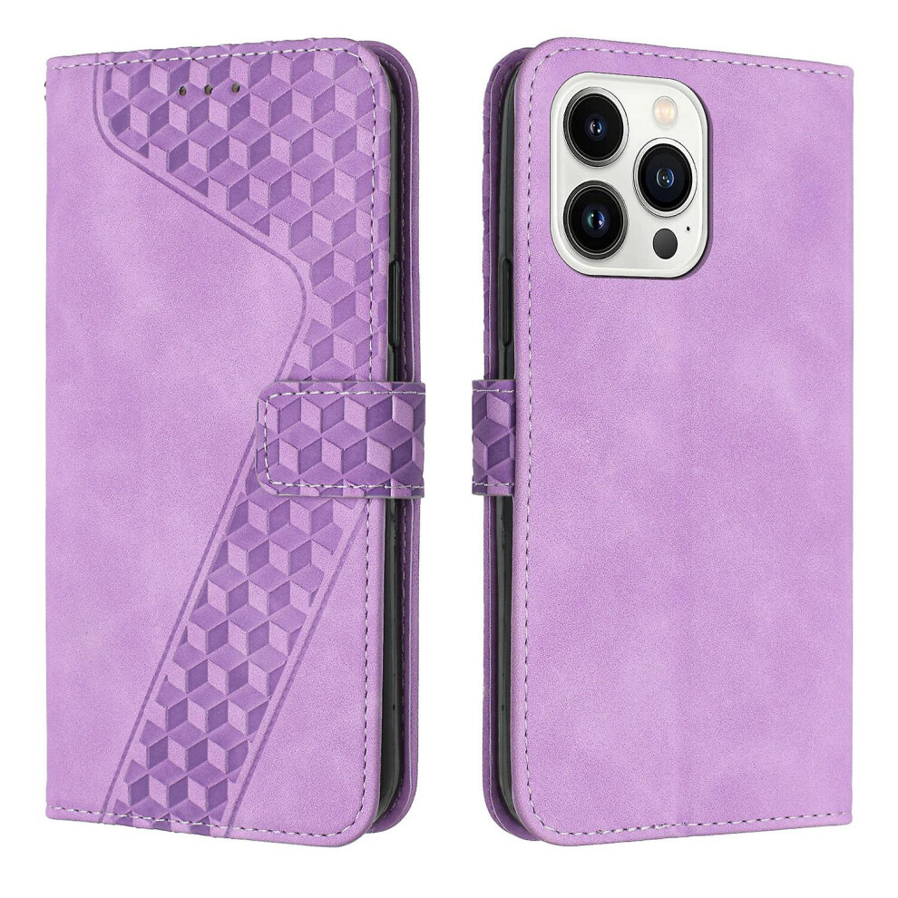 Iphone13 Pro Case, Pu Leather Flip Cover Magnetic Clasp Design Wallet Card Slots Stand Case: Purple 8237791256602