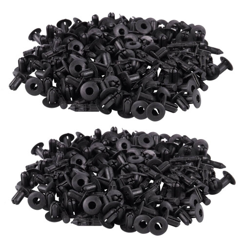 200Pcs Car Molding Door  5mm Hole Plastic Rivets Fixing Black.