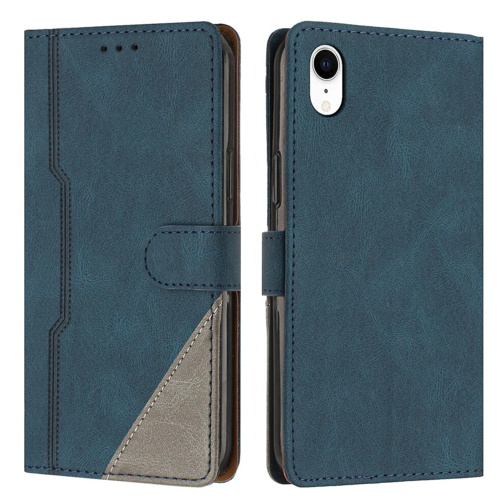 Leather Magnetic Clasp Case With Flip Wallet Stand Function Cover Compatible Iphone Xr: Blue 3545556336700