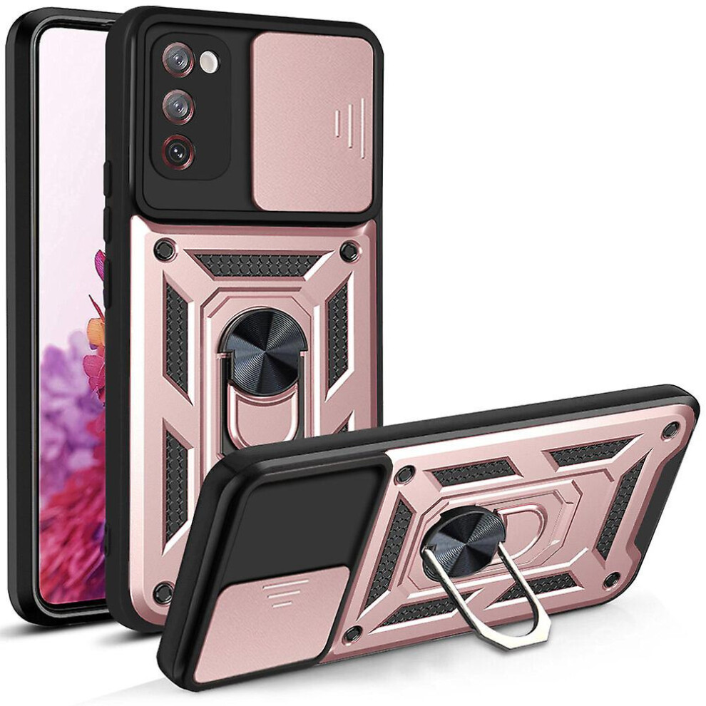 Magnetic Phone Case Compatible Samsung Galaxy S20 Fe, Slide Camera Lens Protection And Built In 360 Rotatable Ring Holder:rose Gold 3545556336809