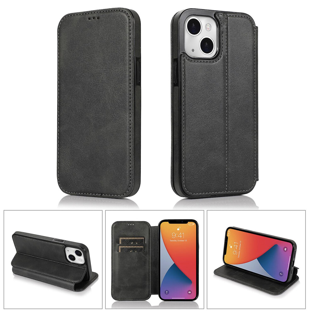 Iphone 13 Mini Case Leather Wallet Flip Phone Case: Black 5702815337276