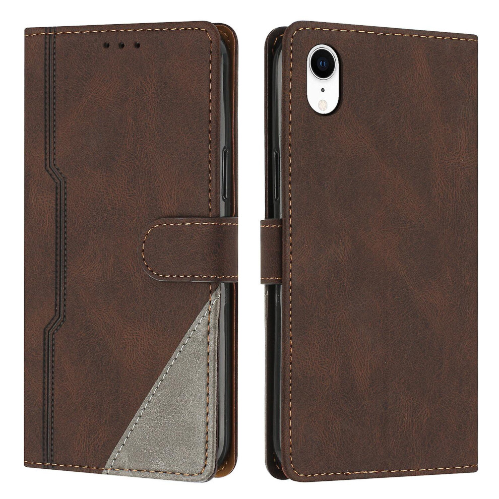 Leather Magnetic Clasp Case With Flip Wallet Stand Function Cover Compatible Iphone Xr: Brown 3545556336717
