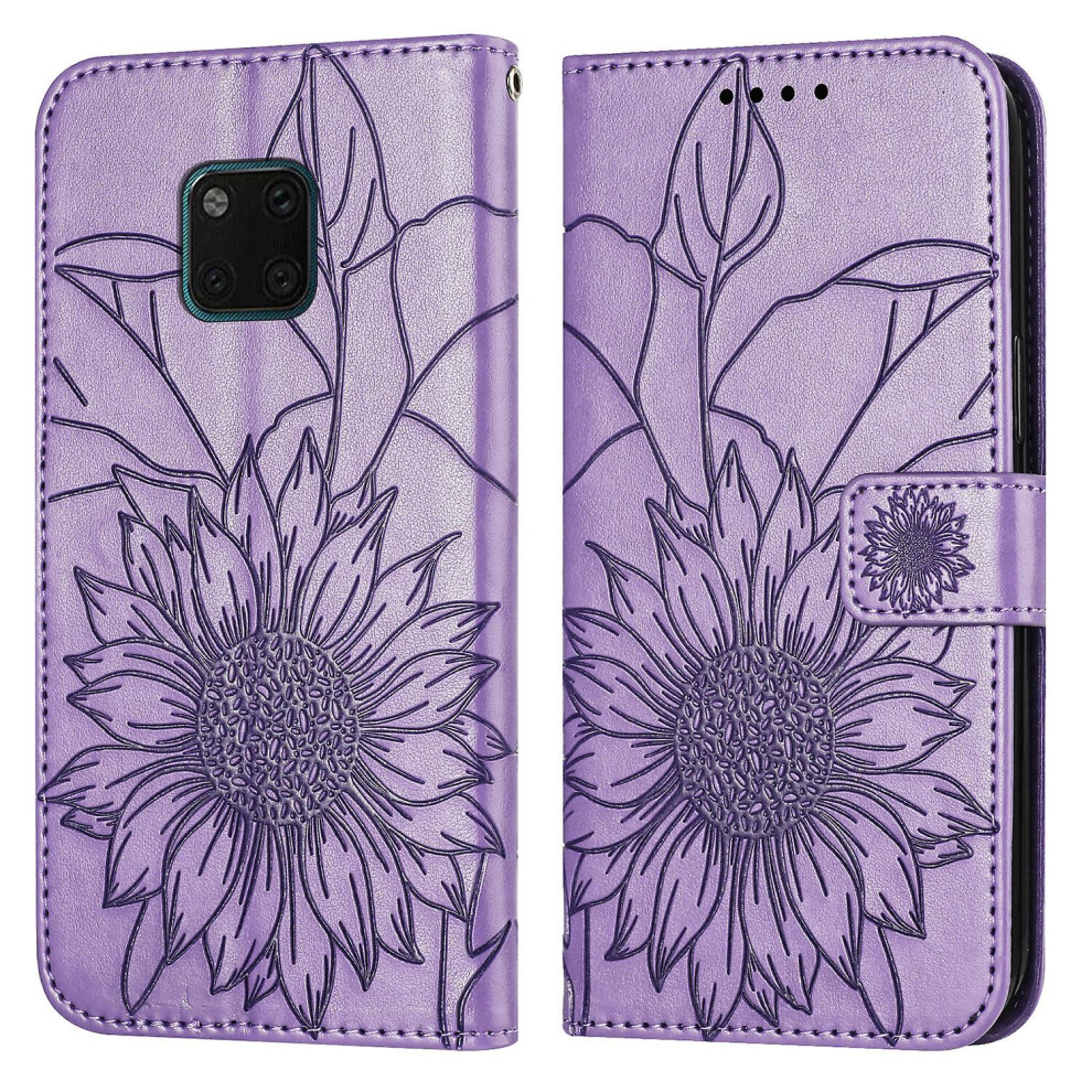 Compatible Huawei Mate20 Pro Wallet Case,3 Credit Card Slot Id Card Holder,Pu Leather Flip Case:light Purple 5702815337382