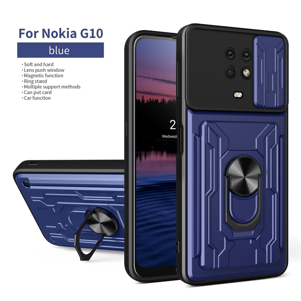 Magnetic Phone Case Compatible Nokia G10 /G20 Slide Camera Lens Protection And Built In 360 Rotatable Ring Holder: Blue 3545556336939