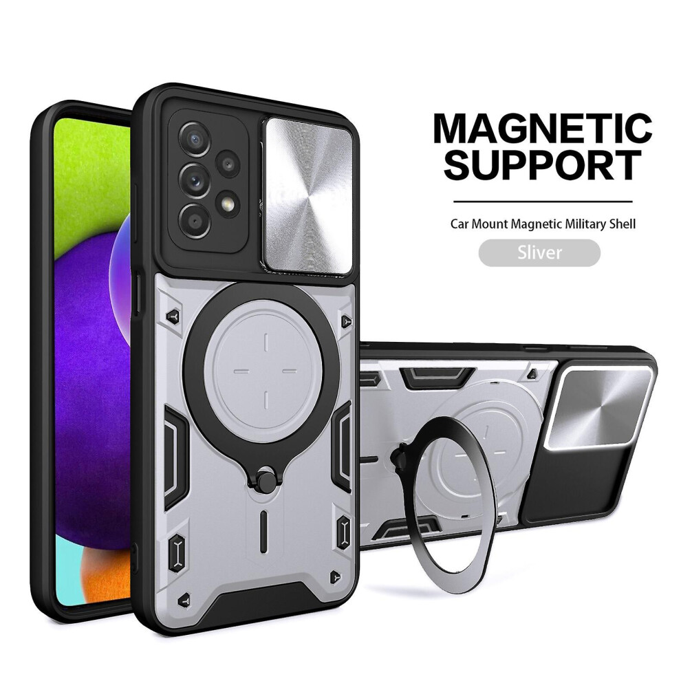 Magnetic Phone Case Compatible Samsung A54 5G, Slide Camera Lens Protection And Built In 360 Rotatable Ring Holder:silvery 3545556336915