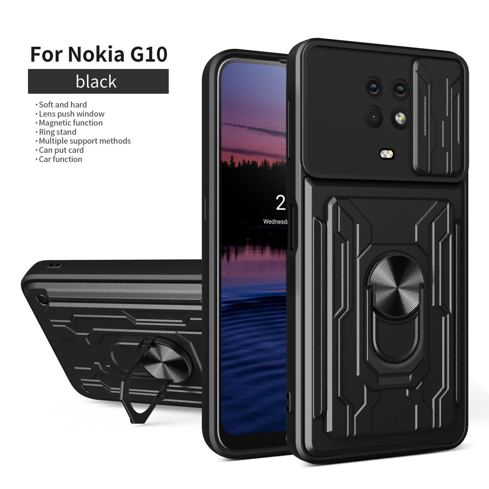 Magnetic Phone Case Compatible Nokia G10 /G20 Slide Camera Lens Protection And Built In 360 Rotatable Ring Holder: Black 3545556336922