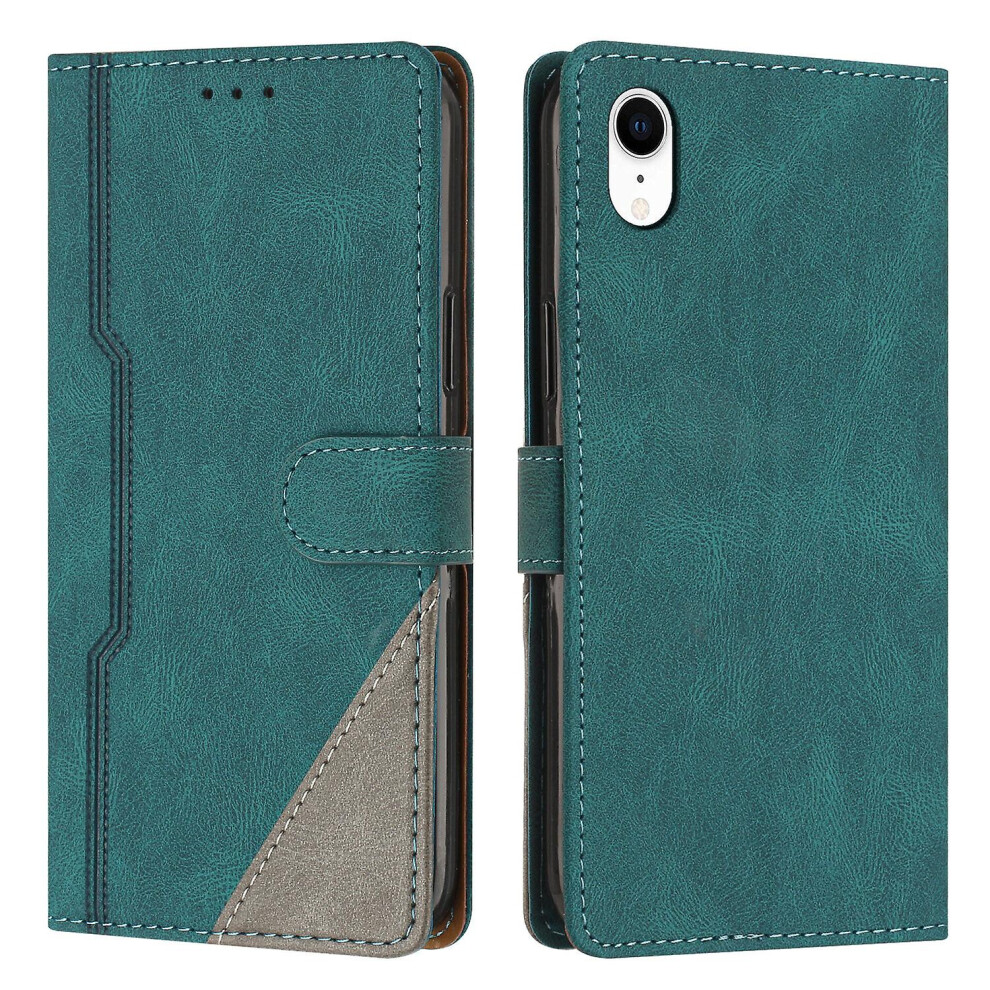 Leather Magnetic Clasp Case With Flip Wallet Stand Function Cover Compatible Iphone Xr: Green 3545556336724