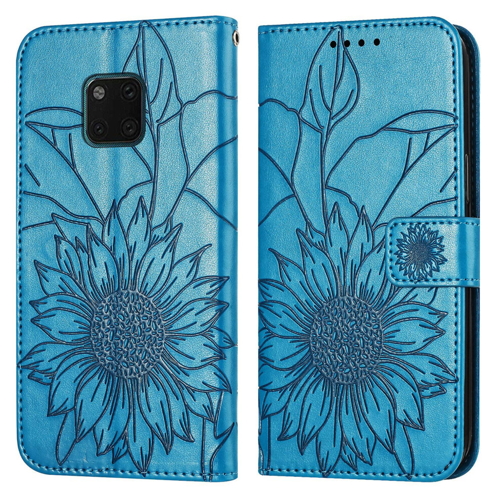 Compatible Huawei Mate20 Pro Wallet Case,3 Credit Card Slot Id Card Holder,Pu Leather Flip Case: Blue 5702815337344