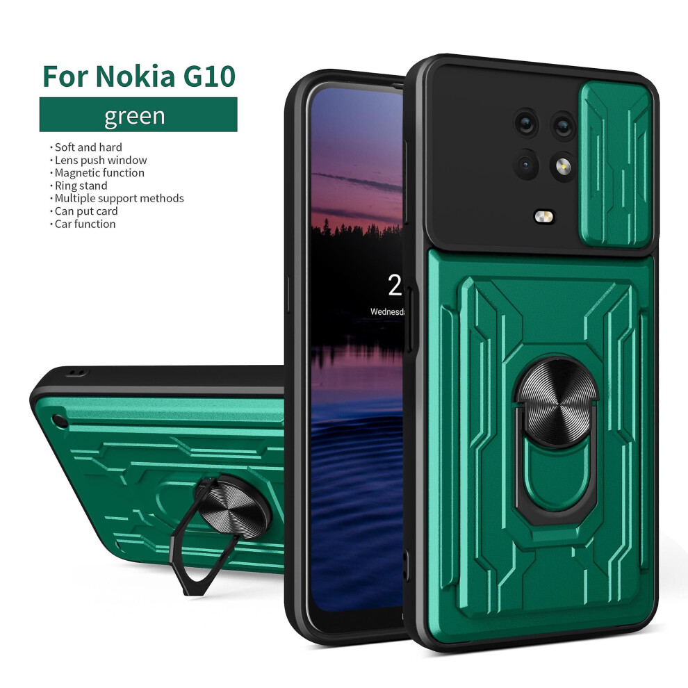 Magnetic Phone Case Compatible Nokia G10 /G20 Slide Camera Lens Protection And Built In 360 Rotatable Ring Holder:dark Green 3545556336946