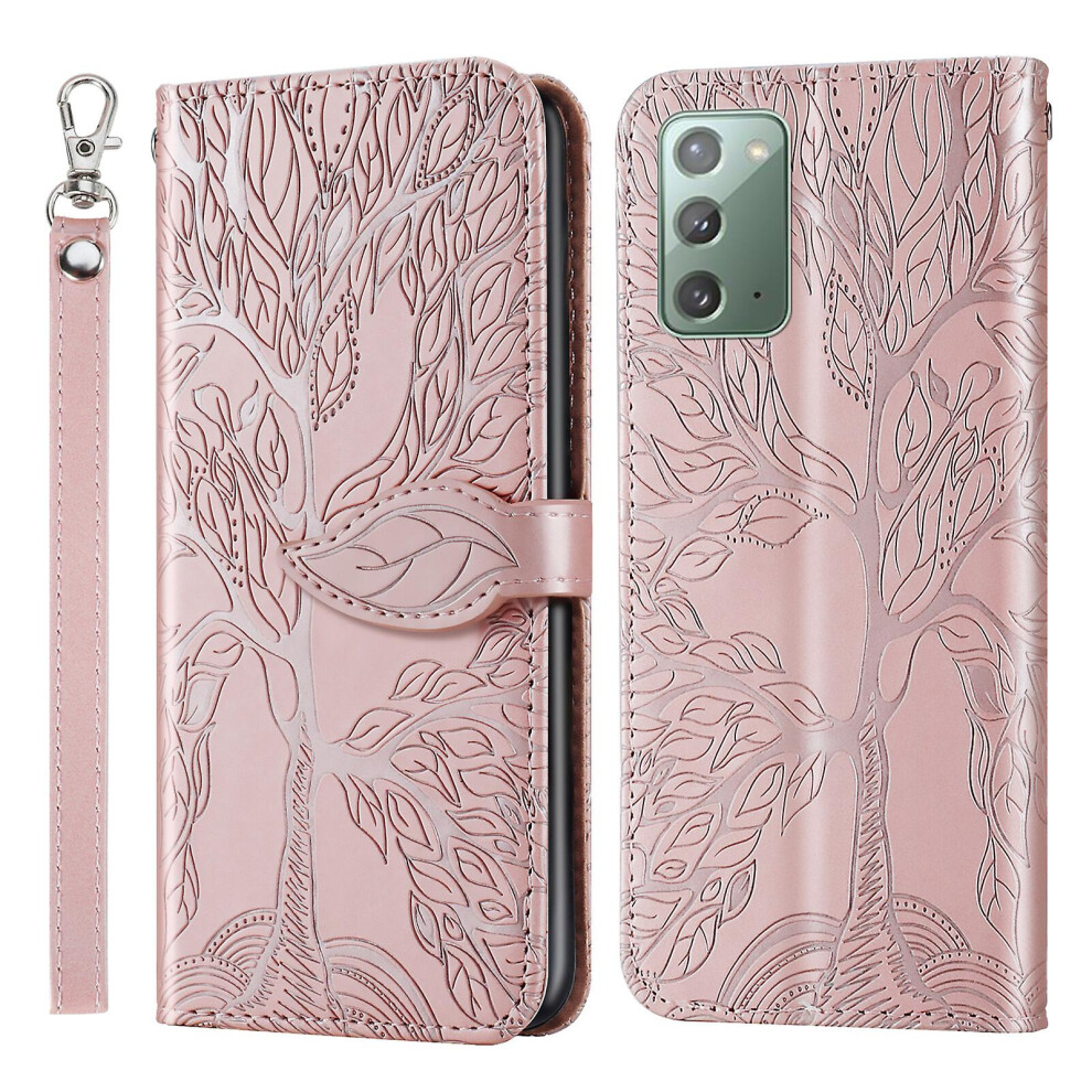 Compatible Samsung Galaxy Note20 Wallet Case,2 Credit Card Slot Id Card Holder,Pu Leather Flip Case With Strap - Rose Gold 3545556337042