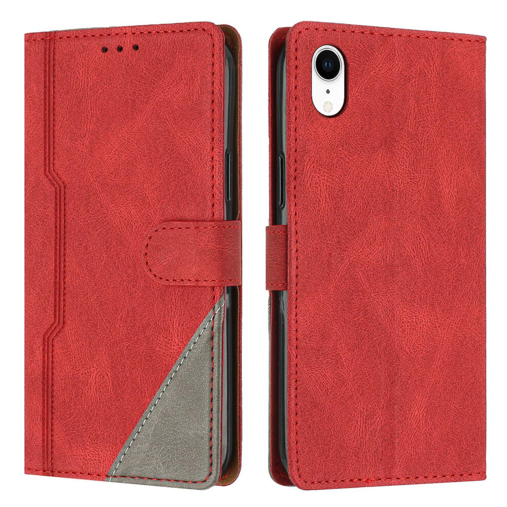 Leather Magnetic Clasp Case With Flip Wallet Stand Function Cover Compatible Iphone Xr: Red 3545556336748