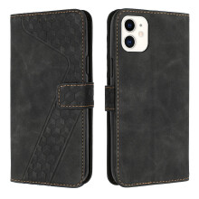 iphone12 mini Case, PU Leather Flip Cover Magnetic Clasp Design Wallet Card Slots Stand Case:Black