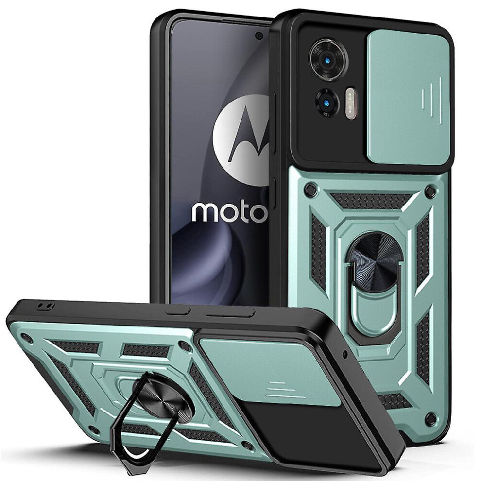 Magnetic Phone Case Compatible Moto Edge 30 Neo, Slide Camera Lens Protection And Built In 360 Rotatable Ring Holder: Green 6286216123281