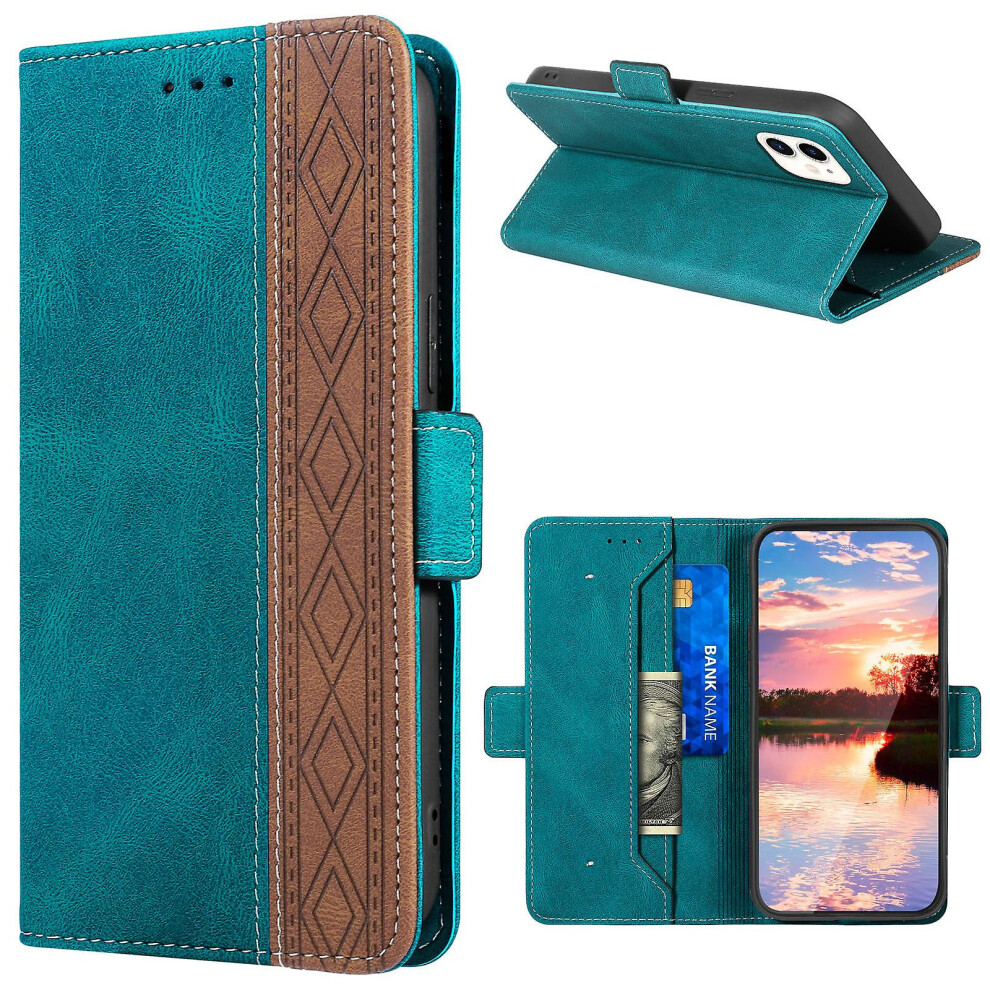 Leather Magnetic Closure Case With Flip Wallet Stand Function Cover Compatible Iphone 12: Green 3225532134581