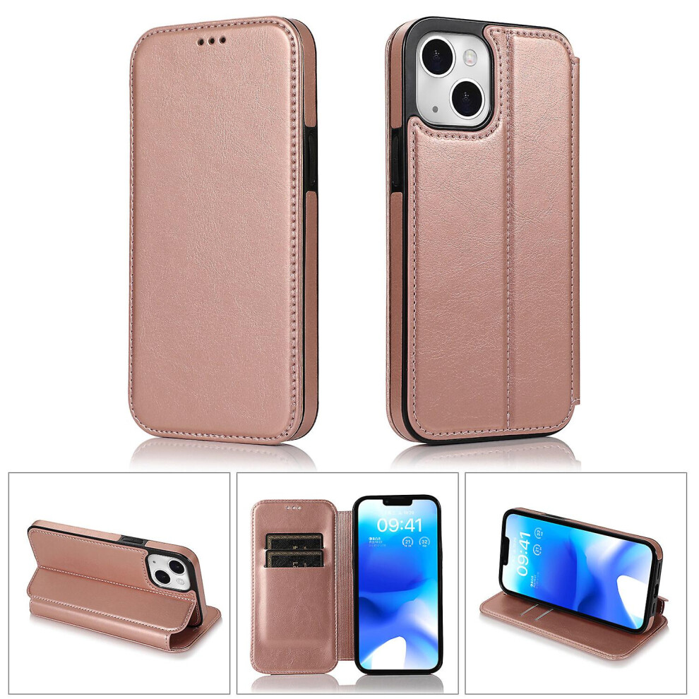 Iphone 14 Plus Case Leather Wallet Flip Phone Case: Pink 7634938126735