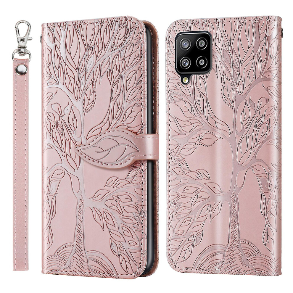 Compatible Samsung Galaxy A42 5G Wallet Case,2 Credit Card Slot Id Card Holder,Pu Leather Flip Case With Strap - Rose Gold 4908972319815