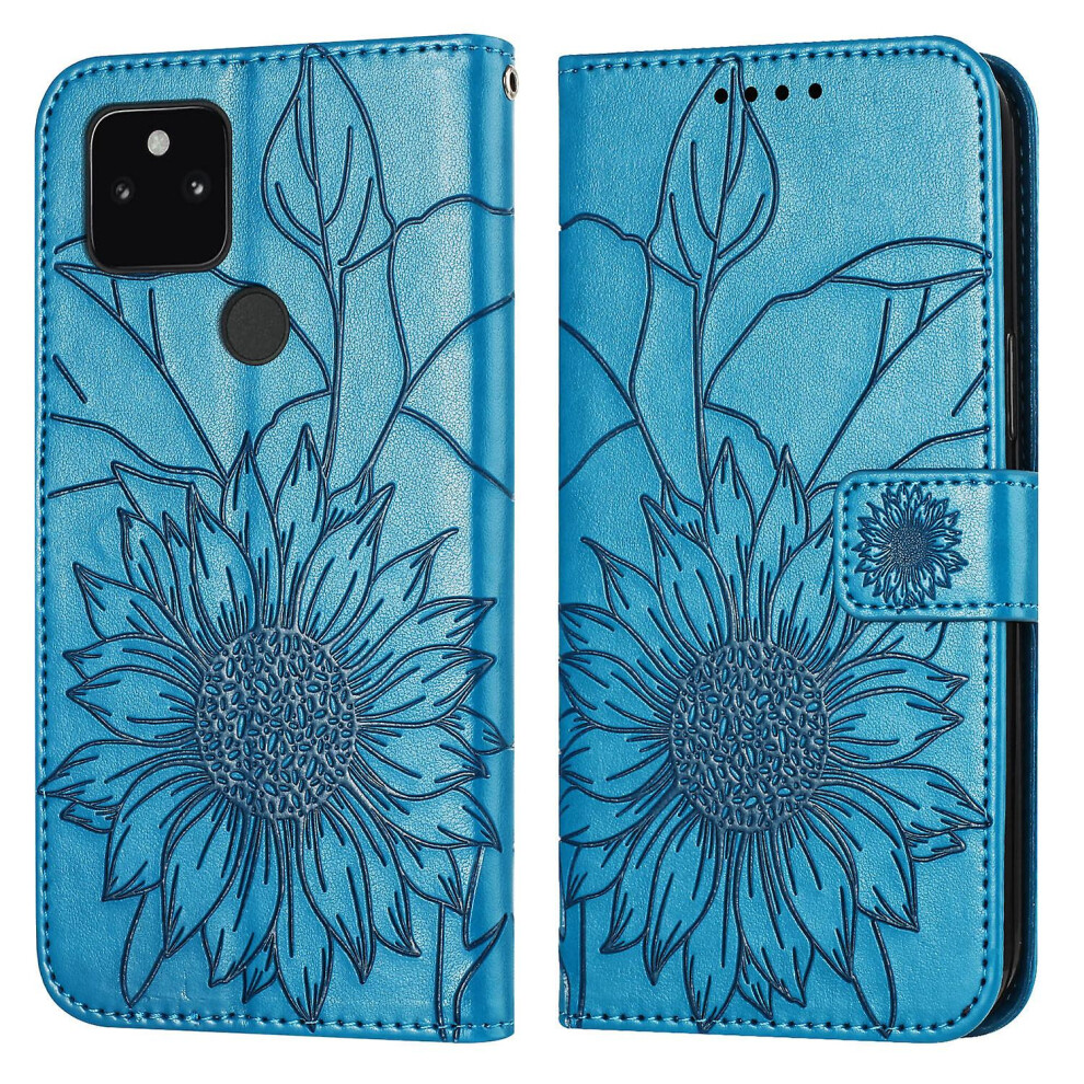Compatible Google Pixel 5A Wallet Case,3 Credit Card Slot Id Card Holder,Pu Leather Flip Case: Blue 4584695235535