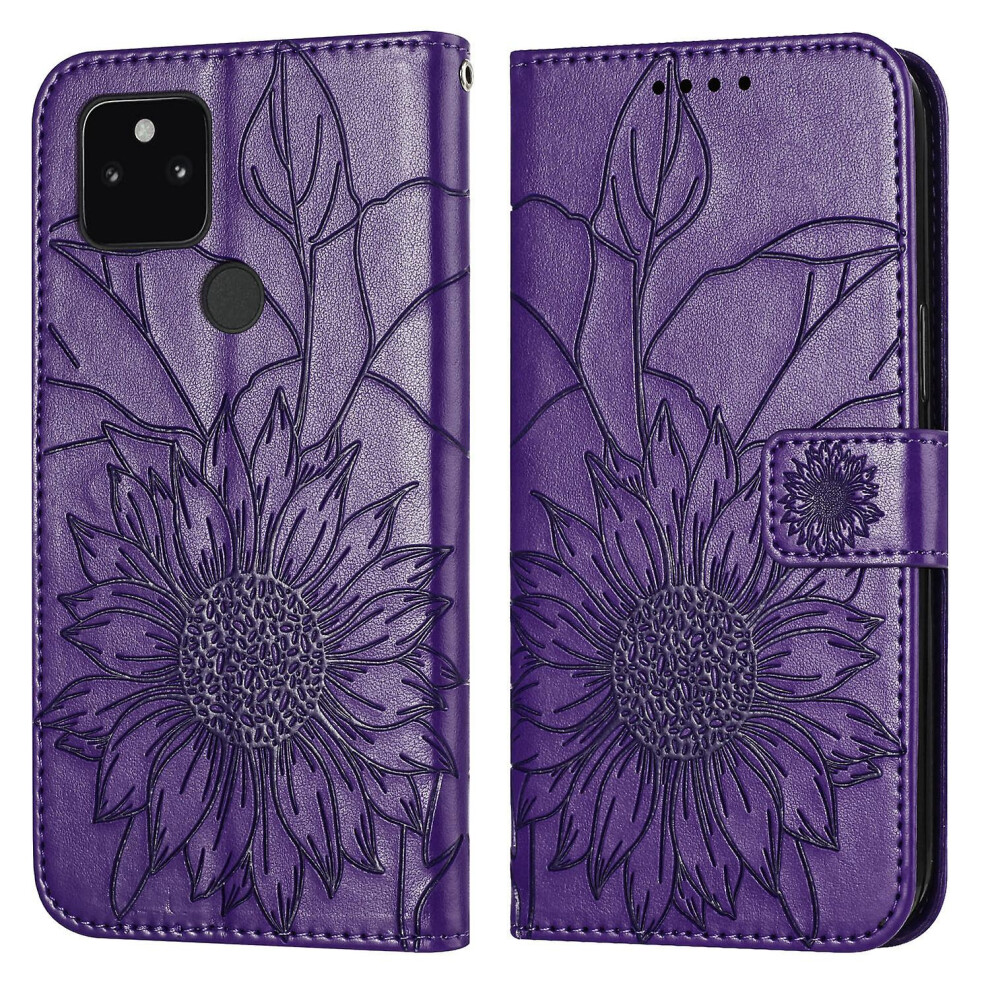 Compatible Google Pixel 5A Wallet Case,3 Credit Card Slot Id Card Holder,Pu Leather Flip Case:dark Purple 4584695235542