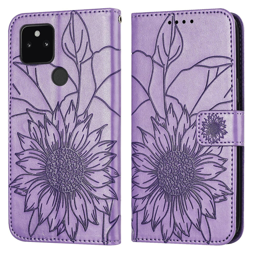 Compatible Google Pixel 5A Wallet Case,3 Credit Card Slot Id Card Holder,Pu Leather Flip Case:light Purple 4584695235573