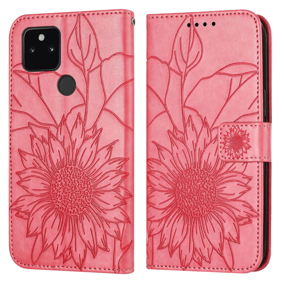 Compatible Google Pixel 5A Wallet Case,3 Credit Card Slot Id Card Holder,Pu Leather Flip Case:rose Red 4552314290043
