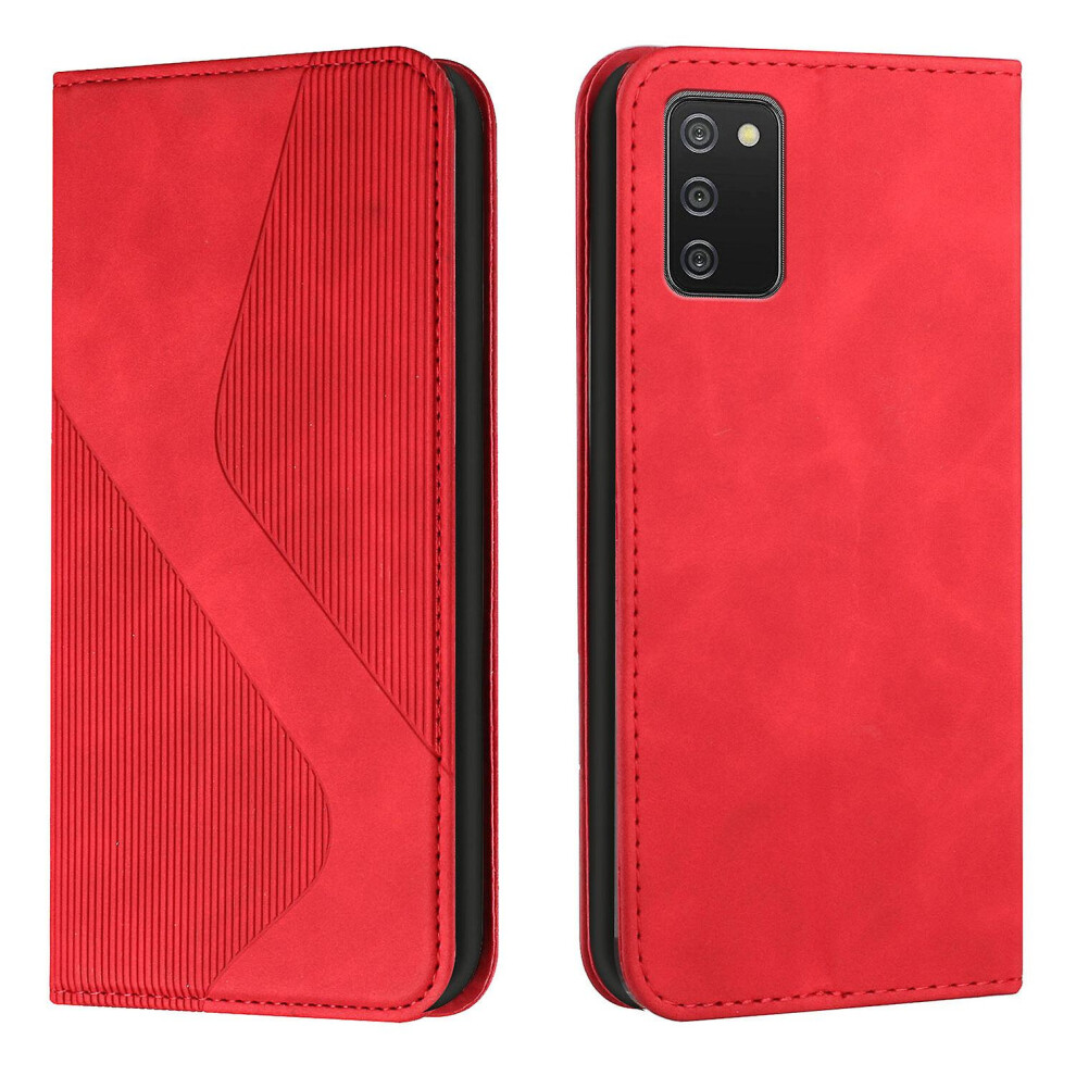 Samsung Galaxy A02s Us Case, Pu Leather Flip Cover Magnetic Closure Wallet Card Slots Stand Case: Red 3748264225261