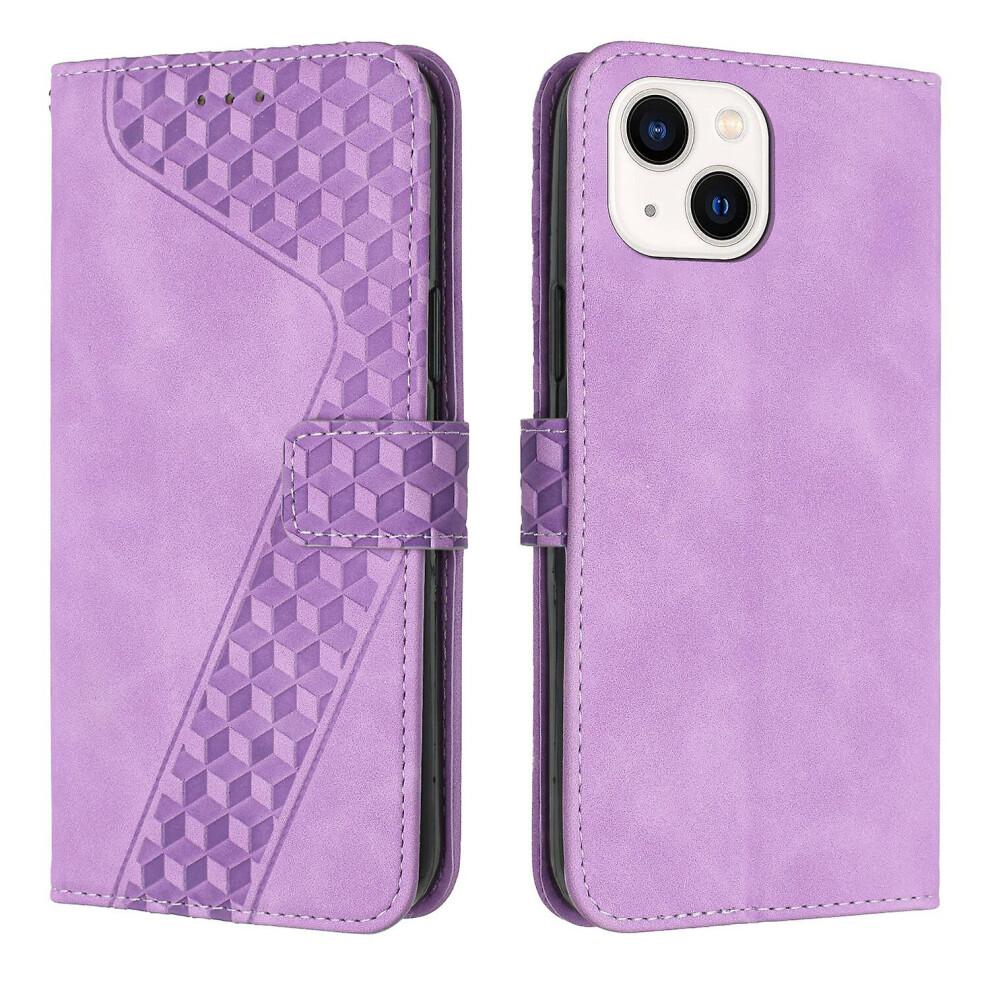 Iphone14 Case, Pu Leather Flip Cover Magnetic Clasp Design Wallet Card Slots Stand Case: Purple 5423855226343