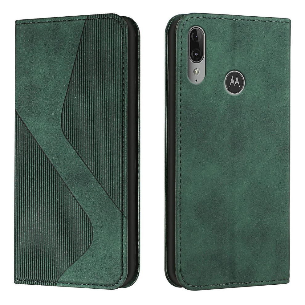 Moto E6 Plus Case, Pu Leather Flip Cover Magnetic Closure Wallet Card Slots Stand Case: Green 3175240381091