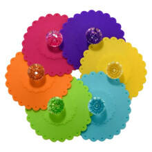 6PCS New Cute Anti-Dust Silicone Glass Cup Cover Coffee Mug Suction Seal Lid Cap Food Grade Round Mug Cover