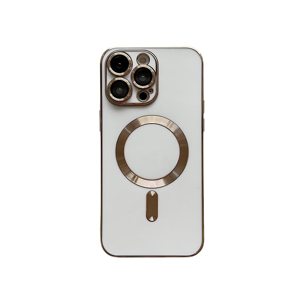 Compatible Iphone 14 Magsafe Plating Tpu Phone Case With Lens Film: White 8119683184753