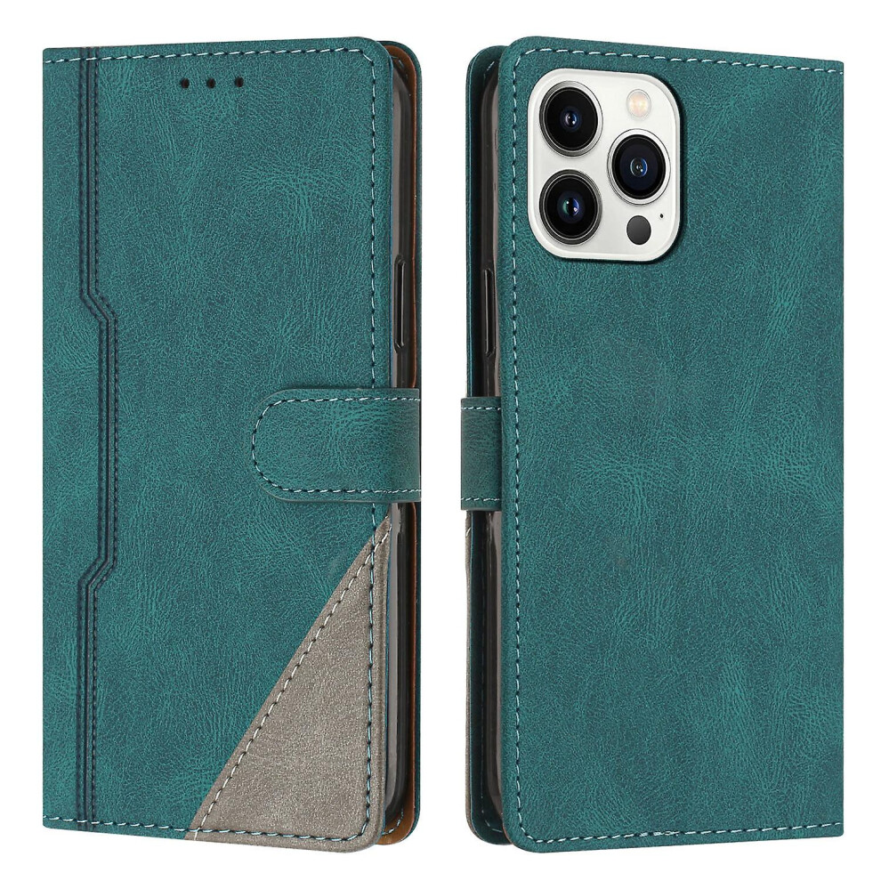 Leather Magnetic Clasp Case With Flip Wallet Stand Function Cover Compatible Iphone13 Pro: Green 6132027142853