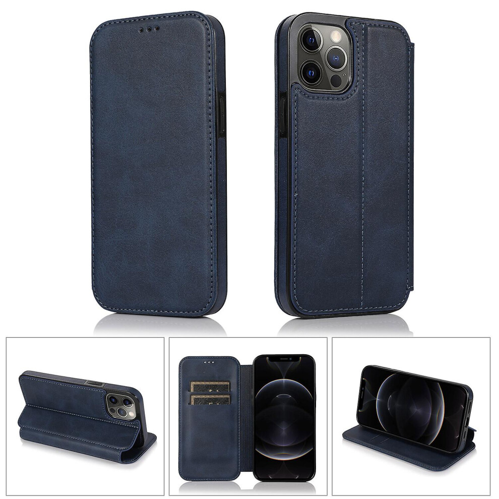 Iphone 12 Pro Max Case Leather Wallet Flip Phone Case: Blue 5421786256316