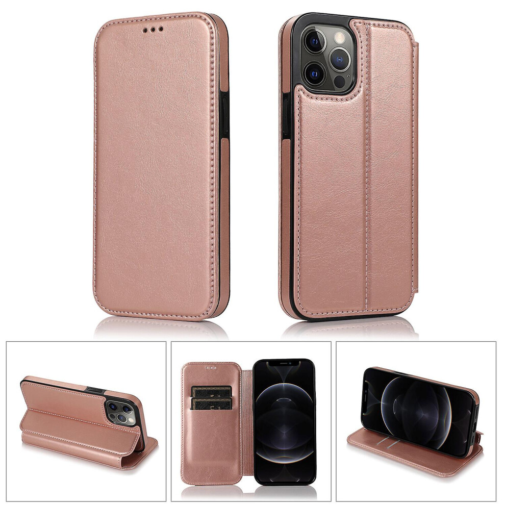Iphone 12 Pro Max Case Leather Wallet Flip Phone Case: Pink 5421786256347