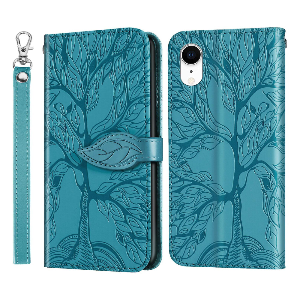 Compatible Iphone Xr Wallet Case,2 Credit Card Slot Id Card Holder,Pu Leather Flip Case With Strap - Green 5011540333133