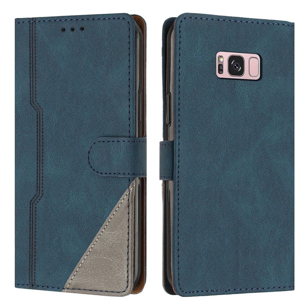 Leather Magnetic Clasp Case With Flip Wallet Stand Function Cover Compatible Samsung S8plus: Blue 4162318379240