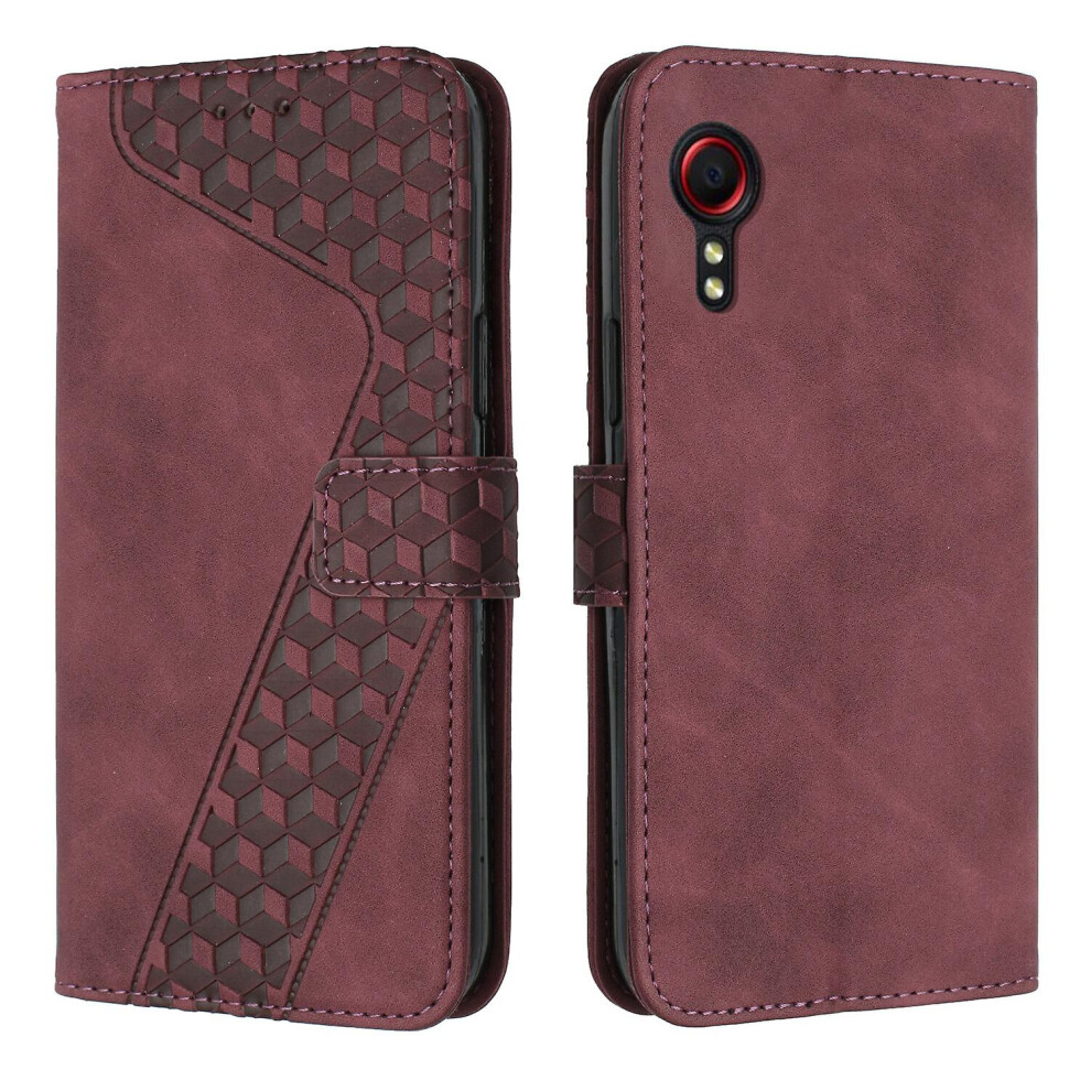Samsung Galaxy Xcover 5 Case, Pu Leather Flip Cover Magnetic Clasp Design Wallet Card Slots Stand Case: Red 7905196319659