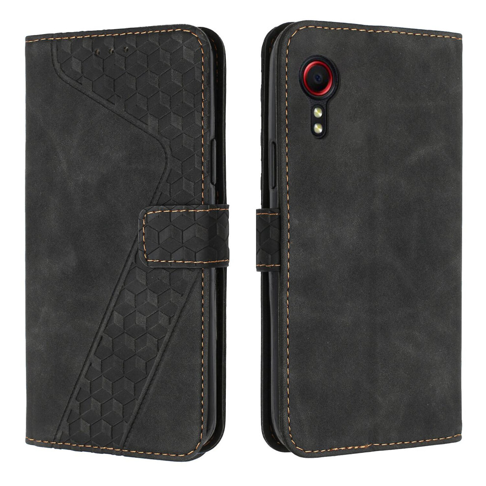 Samsung Galaxy Xcover 5 Case, Pu Leather Flip Cover Magnetic Clasp Design Wallet Card Slots Stand Case: Black 4059075279343
