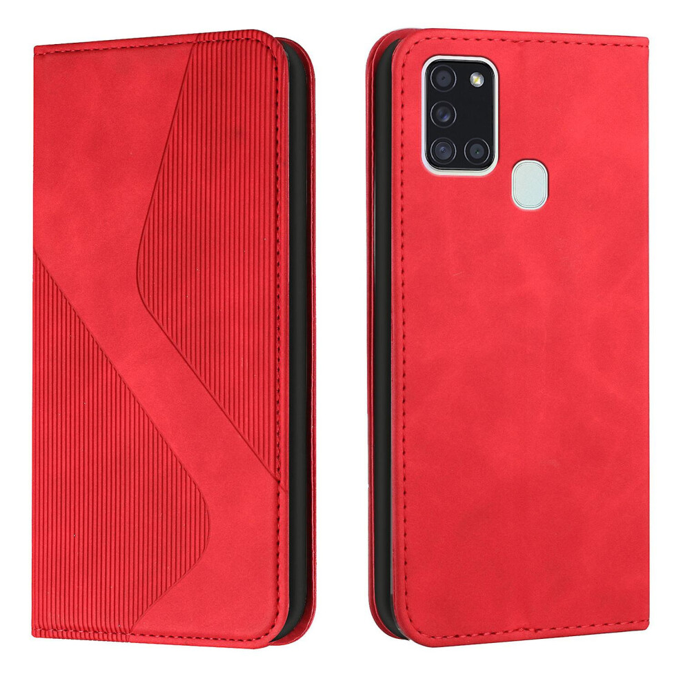 Samsung Galaxy A21s Case, Pu Leather Flip Cover Magnetic Closure Wallet Card Slots Stand Case: Red 7359909249021