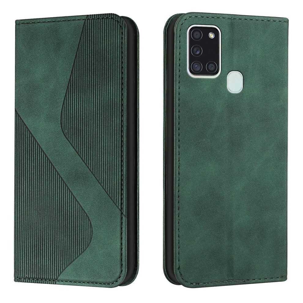 Samsung Galaxy A21s Case, Pu Leather Flip Cover Magnetic Closure Wallet Card Slots Stand Case: Green 4856256101505