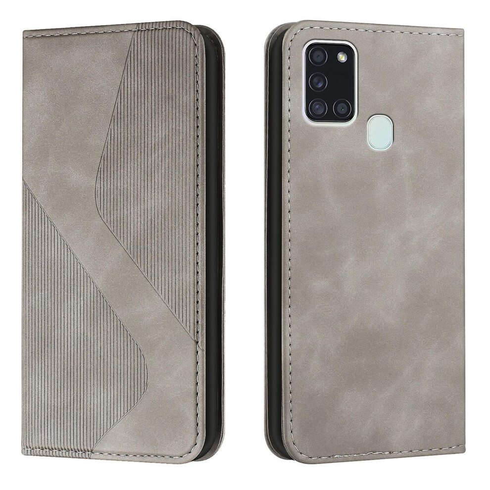 Samsung Galaxy A21s Case, Pu Leather Flip Cover Magnetic Closure Wallet Card Slots Stand Case: Gray 4856256101499