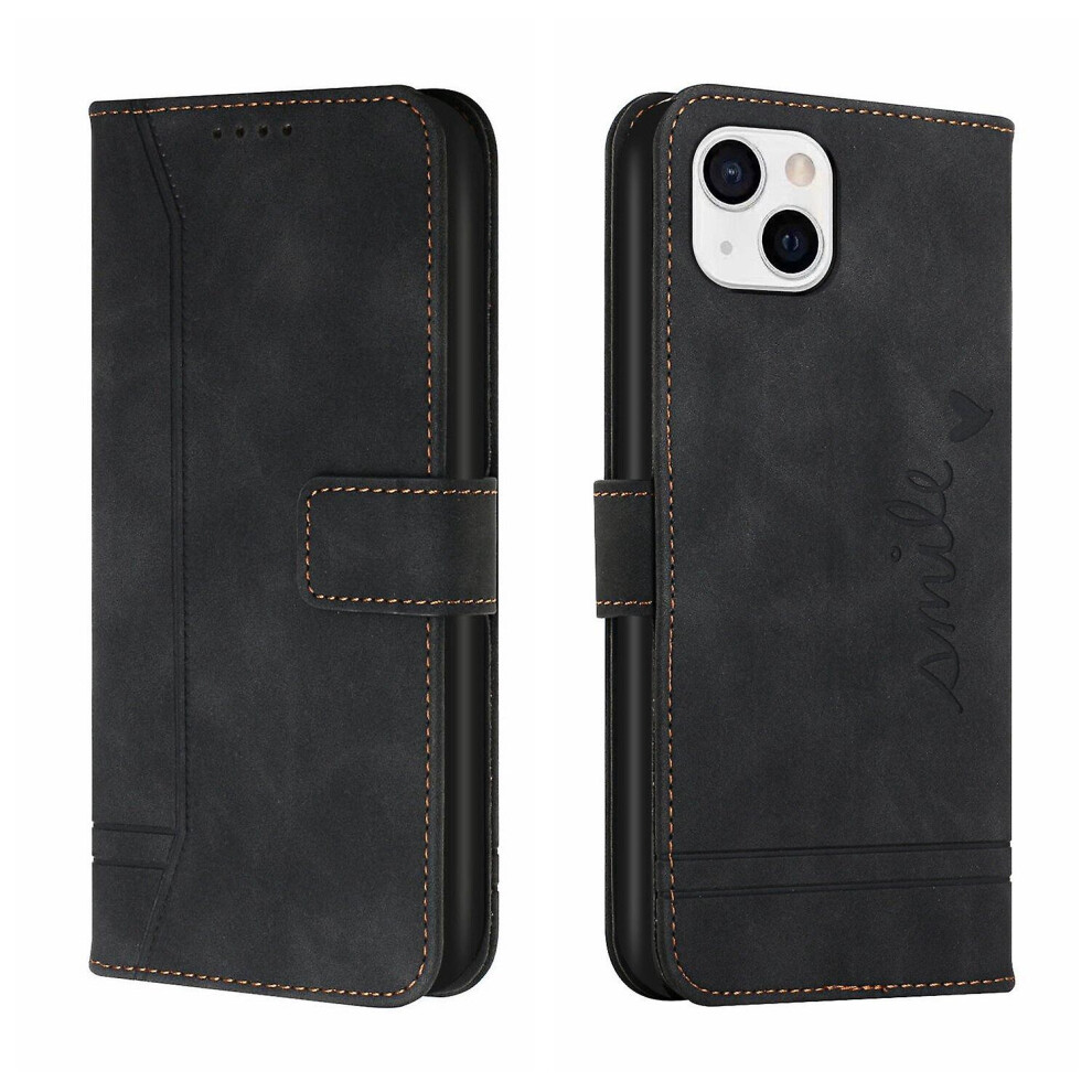 Leather Magnetic Closure Case With Flip Wallet Stand Function Cover Compatible Iphone 14: Black 3581503313172