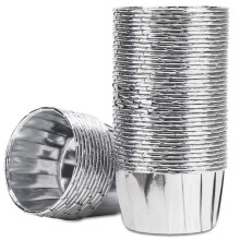 50Pcs Aluminum Foil Cupcake Cups Disposable Muffin Liners Baking Cups Aluminum Cupcake Tip Pan Ramekin Holders Little Pudding Cups-Silver