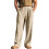 Men's Linen Button Straight Leg Pants, Drawstring-Khaki M 1