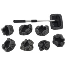 Car Window Cleaner Brush,Windshield Glass Cleaning Tool Extendable Aluminum Handle with 8Pcs Microfiber Covers