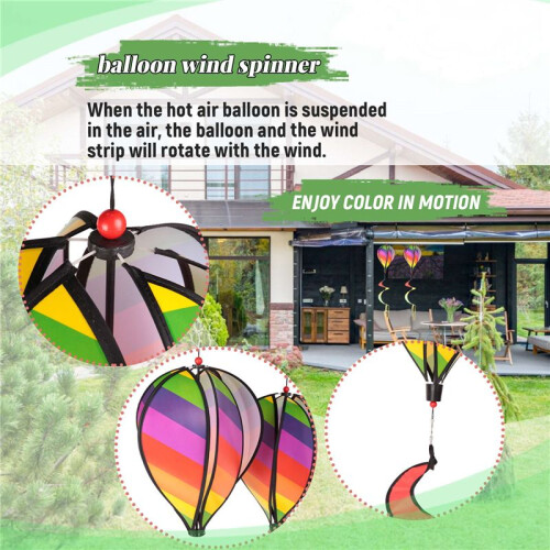 2PCS Balloon Wind Spinner Striped Windsock Balloon Yard Decor Spiral Balloon Windmill 2