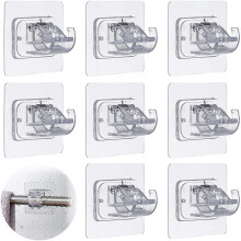 Curtain Rod Bracket No Drilling, Adhesive Curtain Rod Holder Hooks, No Drill Curtain Rod Brackets Hanger Clamp for Home